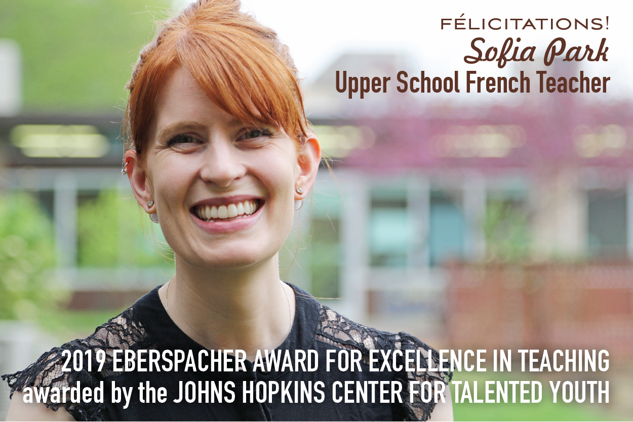French Teacher Sofia Park Wins 2019 Eberspacher Award for Excellence in Teaching